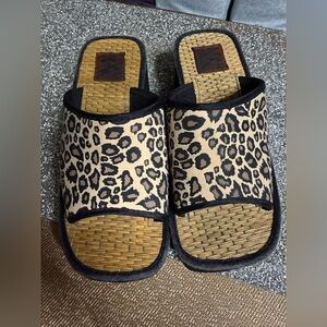 Leopard Print Slide Sandals